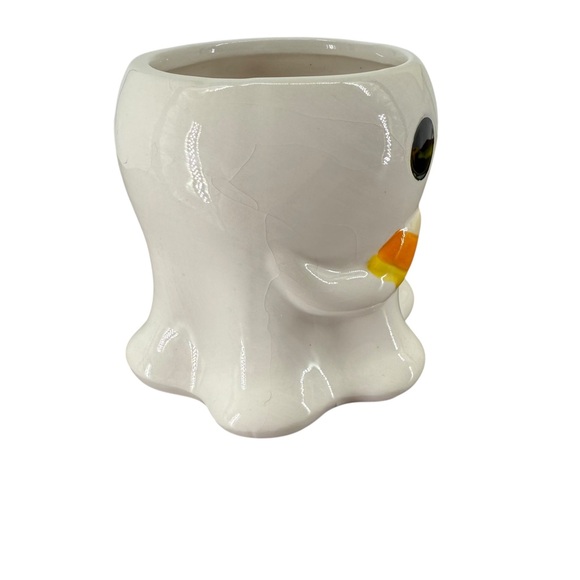 Halloween Smiling Ghost Candy Corn Ceramic Mug Jack O' Lantern Lane READ FLAW! - Picture 6 of 11